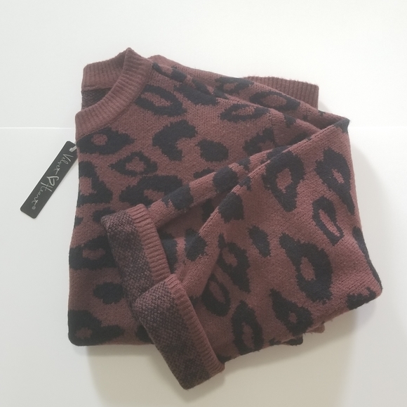 Velvet Heart Sweaters - Velvet Heart Leopard Print Brown Women Sweater